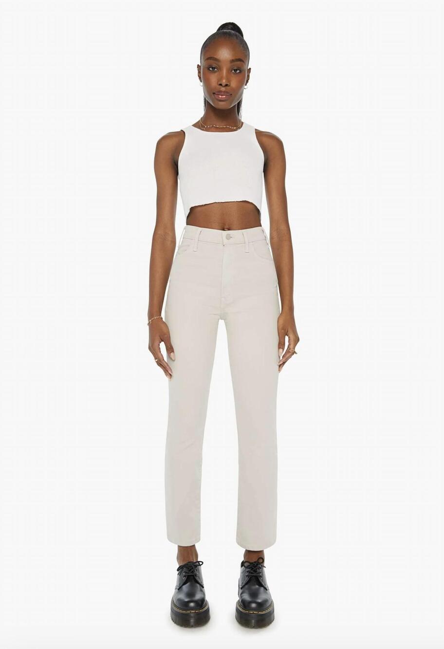 NEW MOTHER the hustler flood jean in feather grey